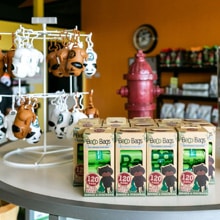 Table with dog merchandise